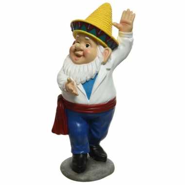 Dansende tuinkabouter man tuinbeeld 27 cm van polystone tuinbeeldje