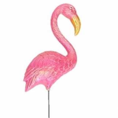Dierenbeeld flamingo vogel 47 cm tuinbeeld steker tuinbeeldje