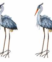 2x reiger tuindecoratie tuinbeelden 65 cm tuinbeeldje