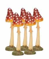 5x decoratie paddenstoel vliegenzwam 12 cm tuinbeeldje