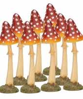 8x decoratie paddenstoel vliegenzwam 12 cm tuinbeeldje