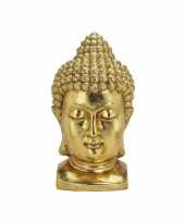 Beeld boeddha hoofd goud 47 cm tuinbeeldje