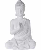 Boeddha beelden tuinbeelden zittend wit 54 cm tuinbeeldje