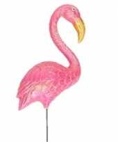 Dierenbeeld flamingo vogel 47 cm tuinbeeld steker tuinbeeldje